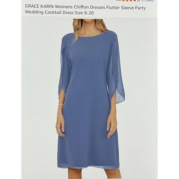 Grace Karin Women's Blue Long Sleeve Dress Size 10 - Picture 2 of 5